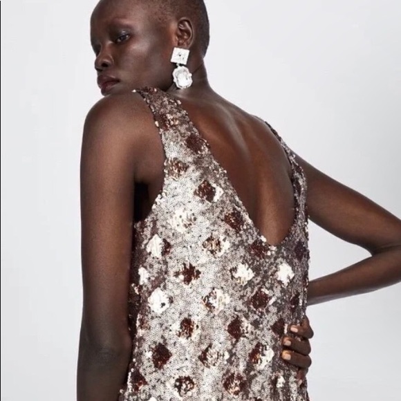ZARA Sequined Mini Dress, with “reversible sequins” - Picture 3 of 12